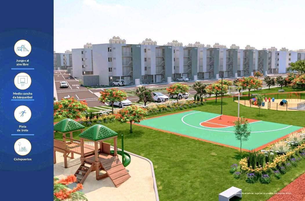 Amenidades deportivas de Terpalza Residencial: cancha de básquetbol y pista de trote
